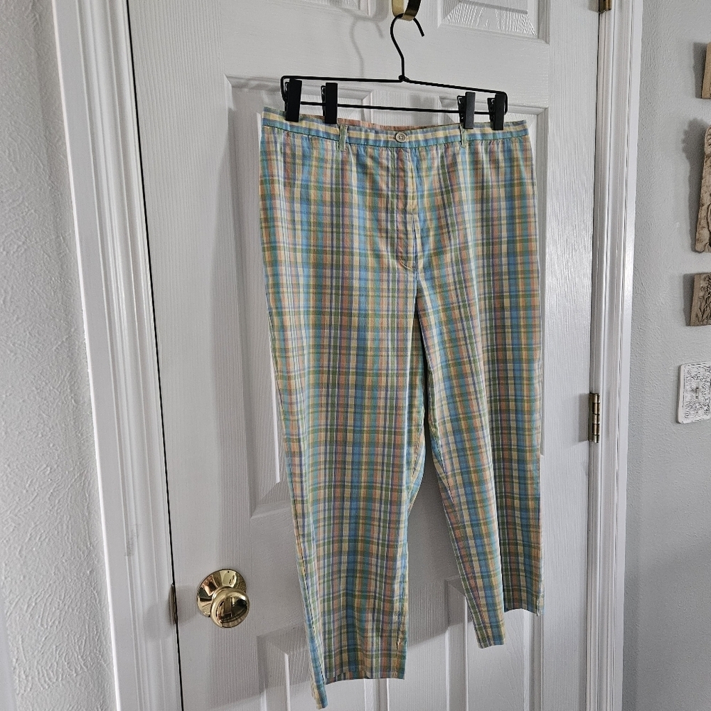 NWOT Vintage Lauren By Ralph Lauren Pastel Plaid Cropped Pants - Picture 2 of 8